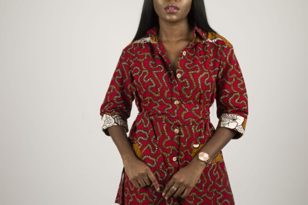 Amaka African Print Belted Shirt dress - Image 3