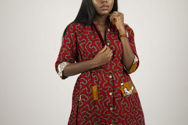 Amaka African Print Belted Shirt dress - Image 5