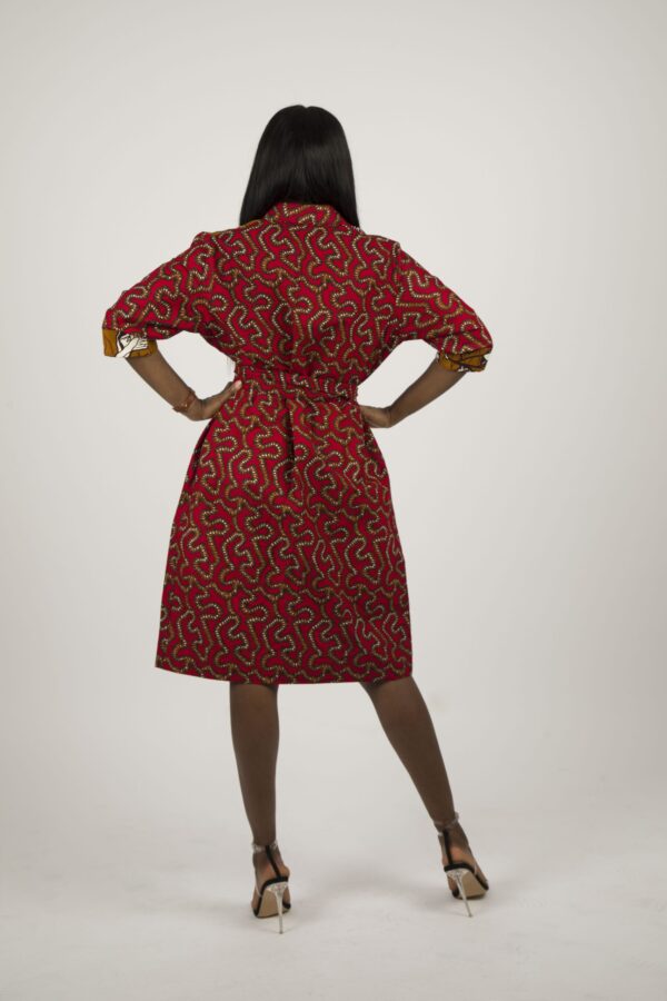 Amaka African Print Belted Shirt dress - Image 8