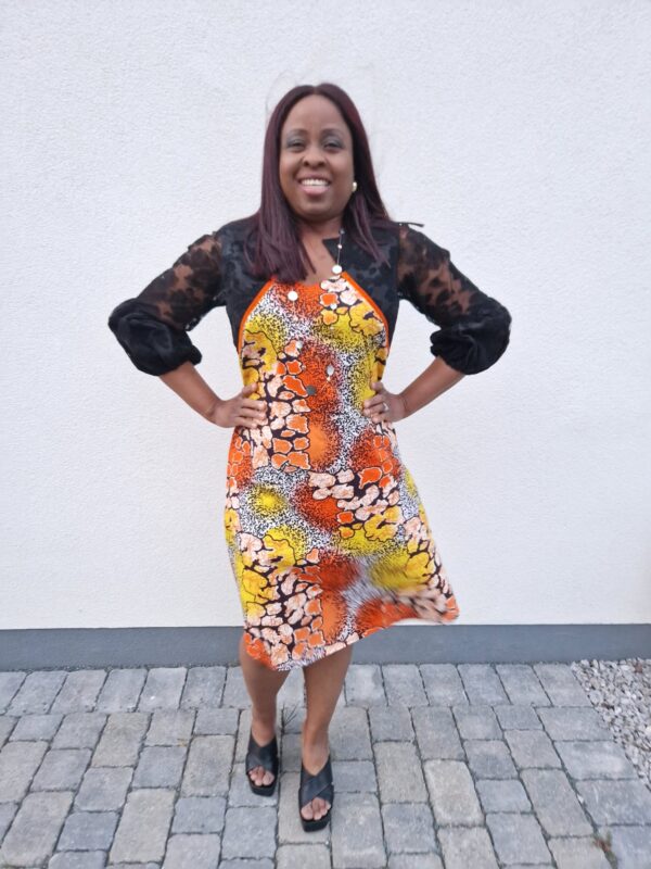Ogechi Ankara Marble-effect dress